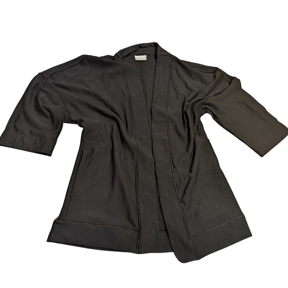 Columbia Womens‎ Black Open Front Cardigan 3/4 Sleeve Fleece Lined XS Pockets
